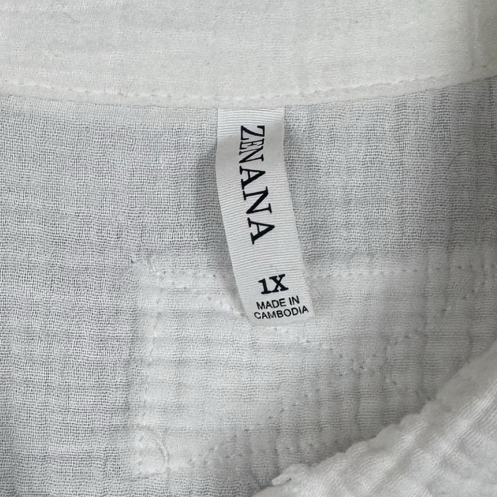 Zenana Double Gauze Oversized White Super Soft Button Down Shirt Raw Hem 1X - Picture 4 of 8